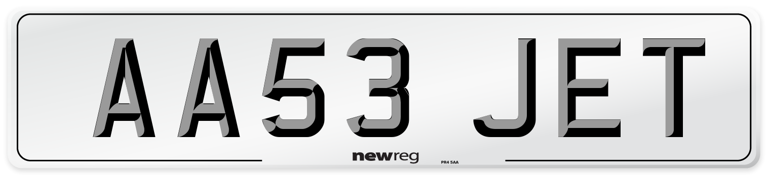 AA53 JET Number Plate from New Reg